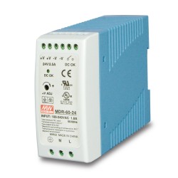 MDR-60-24 60w 24V DC Single Output Industrial Din-Rail Power Supply (-20 to 70 Degrees C)