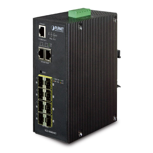 IGS-10080MFT - Industrial 8 100/1000X SFP + 2-Port 10/100/1000T Managed Switch (-40~75 degrees C)
