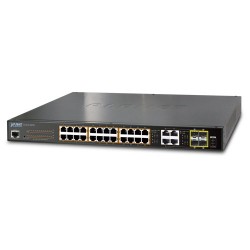 GS-4210-24P4C - 24-Port 10/100/1000T 802.3at PoE + 4-Port Gigabit TP/SFP Combo Managed Switch / 220W PoE budget