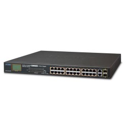 FGSW-2622VHP - 24-Port 10/100TX 802.3at PoE + 2-Port Gigabit TP/SFP Combo Ethernet Switch with LCD PoE Monitor (300W)