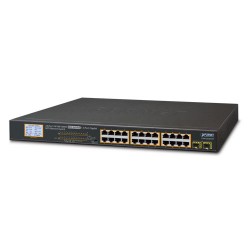 GSW-2620VHP - 24-Port 10/100/1000T 802.3at PoE + 2-Port Gigabit SFP Ethernet Switch with LCD PoE Monitor (300W)